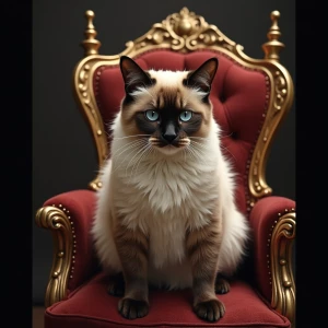 rapper grumpy cat siamese on a throne