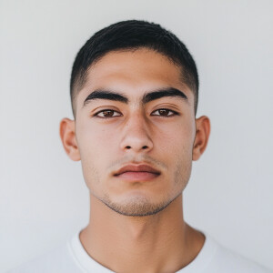 Create an image of a 21-year-old Mexican American man with a cle...