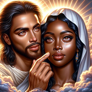 Ensure that the image distinctly represents both Jesus Christ an...