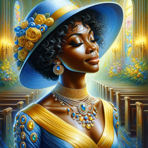 A spiritually enriching illustration portrays an African America...