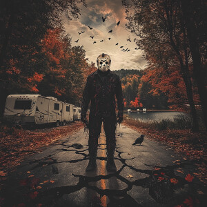 dark-art Jason from friday the 13th,intricate detailed double ex...