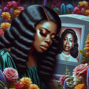A beautiful light-skinned African-American woman with long wavy...