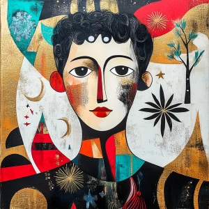 Design an abstract image celebrating Christmas, featuring a styl...