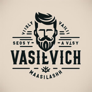 Нарисуй лого с фамилией VasIlevIch для мужчины