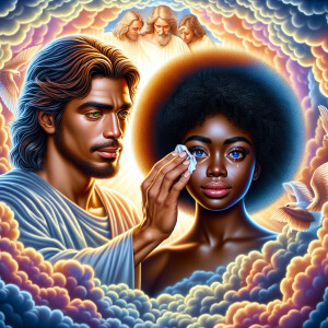 Ensure that the image distinctly represents both Jesus Christ an...