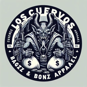 Create a bold logo featuring a menacing creature with sharp feat...