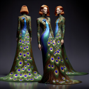 Photorealistic image of ginger haired woman attending gala in pe...