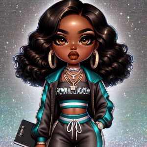 Create a hyper-realistic cartoon-style chibi style African Ameri...