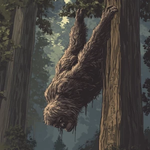 A large manical humanoid looking hair covered sasquatch reaches...
