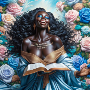 Create an image of an ultra-light-skinned African-American woman...