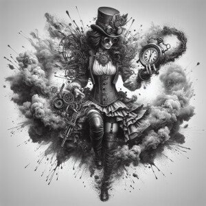 smoke art splash of a steampunk woman