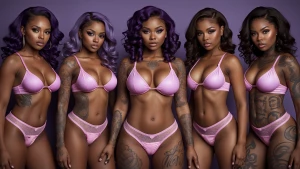 A group of African American Brown skin redbone females with just...