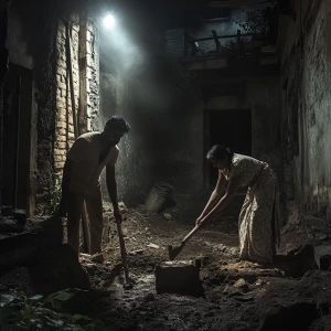 A muscular, sweat-drenched Gujarati man and a 50-year-old female...