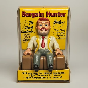 Create an image of a satirical action figure package with the ti...