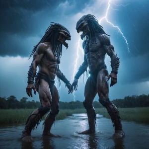 Double exposure horror thunderstorm entity, in the style of Yau...