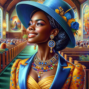 A spiritually enriching illustration portrays an African America...