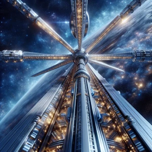 In the vast expanse of space, a magnificently gleaming galactic...