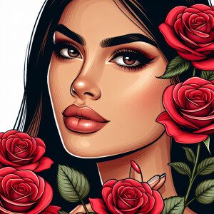 Image of face of a beautiful lady covering only one eye with onl...