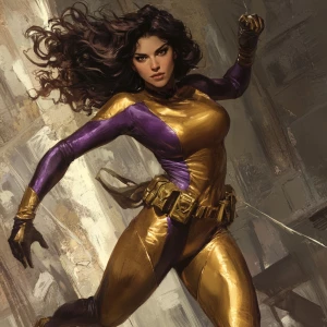 In this captivating series of dynamic poses, the superheroine co...