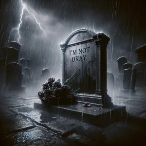 Generate an image depicting an aged, weathered headstone engrave...