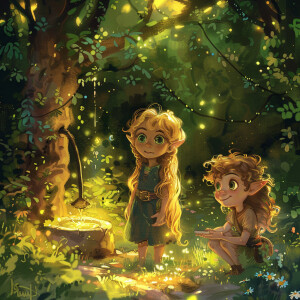 Background: A whimsical garden at sunrise with luminescent flowe...