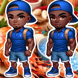 Create a chibi-style full-body illustration of an African man wi...
