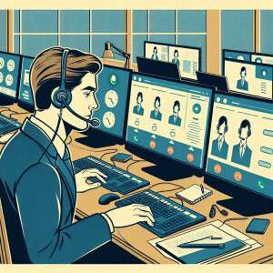 Специалист контактного центра в стиле анимации