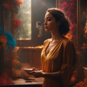 Depict an Attractive female doing what attractive females do