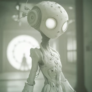 Create an image of an alien girl with a unique art style, charac...