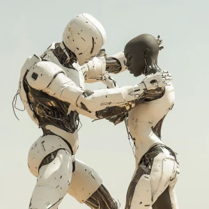 Using a collage technique Choreograph a dynamic duel between two...