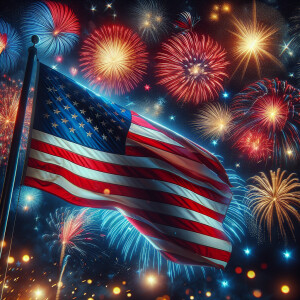 Please create for me a graphic for 4th of July with fireworks an...
