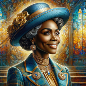 A spiritually enriching illustration portrays an African America...