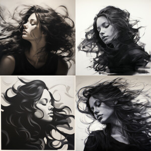 A captivating monochromatic portrait of a woman in a side profil...