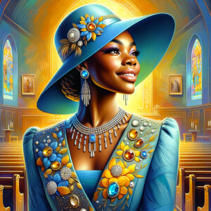 A spiritually enriching illustration portrays an African America...