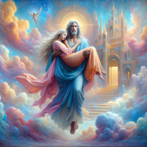 An oil painting depicting a light-skinned African-American Jesus...