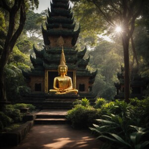 Theravada style thailand Buddhist temple, located in bali surrou...