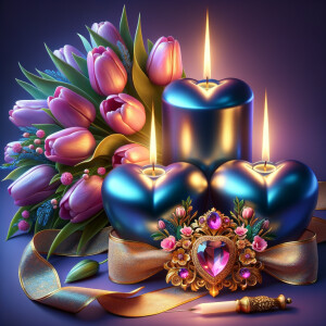 A digital artwork of a romantic and elegant still life featuring...
