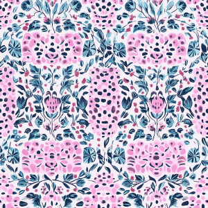 Create a seamless tileable pattern featuring pink colored leopar...