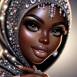 Create a hyper-realistic cartoon-style image of an African Ameri...