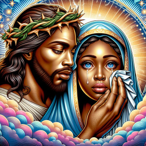 Ensure that the image distinctly represents both Jesus Christ an...