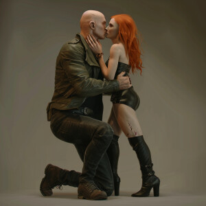 A photorealistic high resolution image. Light ginger haired fema...