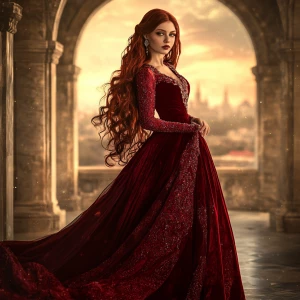 A breathtakingly beautiful young woman with flowing, cascading d...