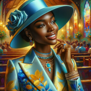 A spiritually enriching illustration portrays an African America...