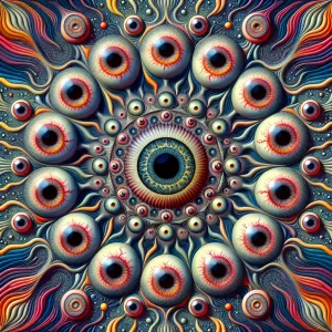 Create an image of an eight-dimensional optical illusion that in...