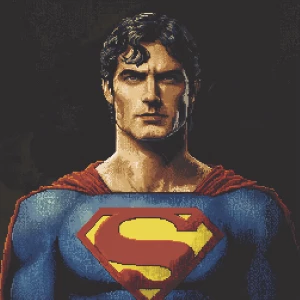 Create an ASCII art representation of the character Superman