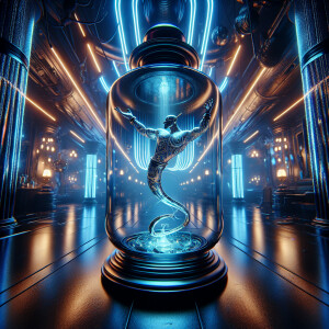 A genie,trapped in a bottle, 8k resolution, HDR,masterpiece, cin...