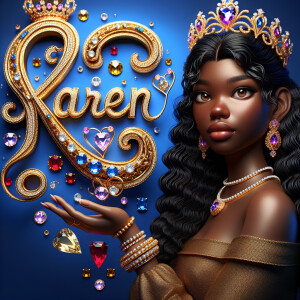 VCraft a 3-D image showcasing the name 'KAREN' in a luxurious go...