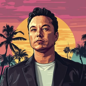 Elon Musk in GTA art style — Elon musk in a gta poster — in the...