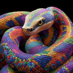 Create a 3D rendering that features an array of a vibrantly-colo...