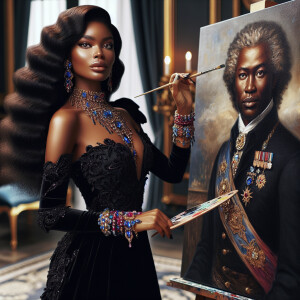 In a high-class, elegantly decorated studio, a very light-skinne...